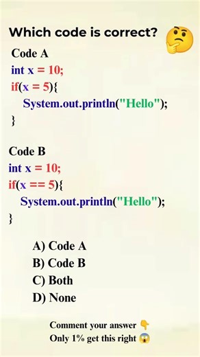 which Code is Correct?🤔 #shorts #java #programming #learnjava #coding