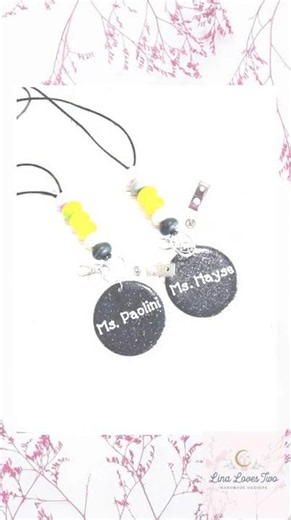 Personalized Teacher Lanyard: Silicone Beads, Glitter Charm