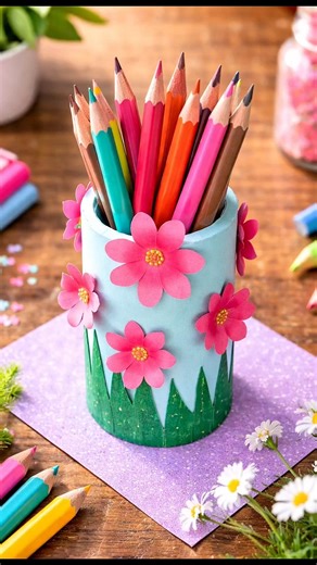 Amazing DIY Pencil Holder from Waste | Easy Paper Craft for School | Desk Organizer Idea #shorts