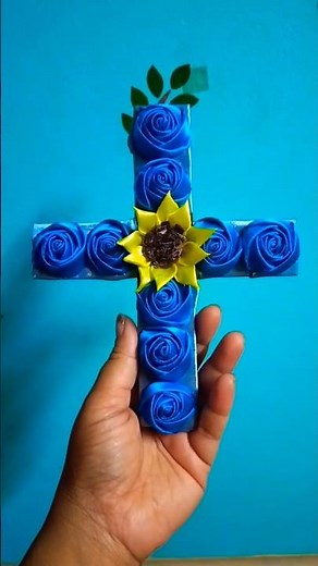 cross #trending #flowers #ribbonflowers #love #diy #ribbon #jesus #cross #youtubeshorts