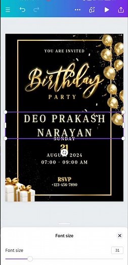 How to create Birthday invitation design in mobile in canva for free #canva #canvatutorial