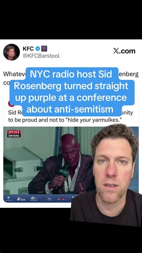 NYC radio host Sid Rosenberg turned straight up purple at a conference about anti-semitism. We have never seen a human this color before. He’s the Jewish Thanos. He’s Kueth Duany from Syracuse but somehow even more purple. Fascinating moment I feel like I need a Planet Earth type documentary on this skin color appearing in the wild for the first time ever PS - Sid is a NYC radio lifer and he’s really not normally this color. He’s still too tan and looks weird but he doesn’t look THIS weird. Not 