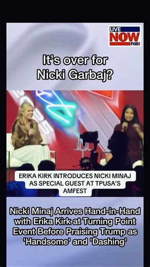 Knowledge is power on Instagram: "Nicki Minaj made a surprise appearance at AmericaFest on Dec. 21, joining Erika Kirk for the Turning Point USA event The rapper spoke about her political beliefs and said that young men should be “handsome” and “dashing” like Donald Trump. Minaj also took aim at California Gov. Gavin Newsom, after the pair were involved in a feud tied to comments about transgender youth. What do you think? Is it over for #nickiminaj #fktrump #fkmaga #fkice"