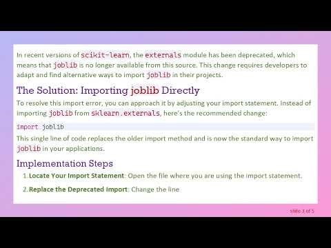 Resolving the ImportError When Importing joblib from sklearn.externals