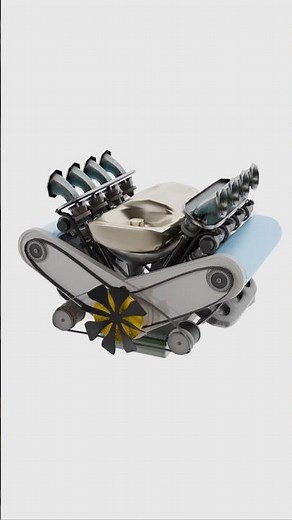 Explore the beauty of engineering with this V8 engine animation. #engineering #engine #animals