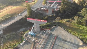 Highway overpass construction in Puhoi