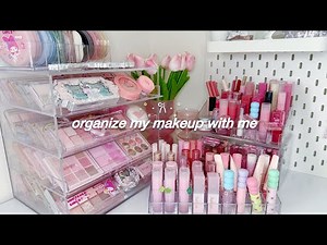 organize ALL of my makeup with me 🤍 ASMR relaxing video