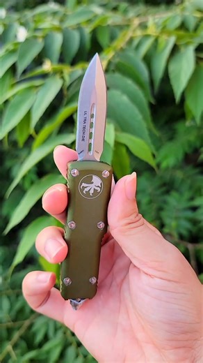 Dao bấm Microtech Ultratech Mini Double Edge Stonewashed OTF Knife (SV-GR)