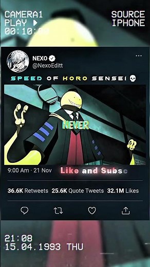 Speed of Koro sensei💀 || #anime #edit #korosensei