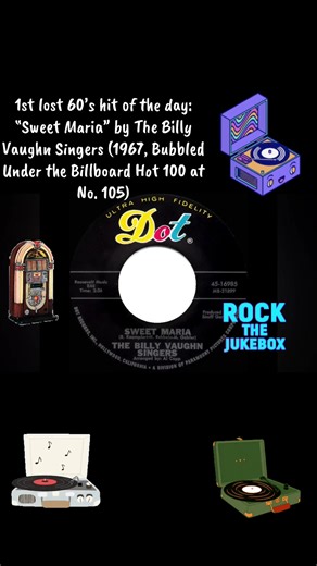 1st lost 60’s hit of the day: “Sweet Maria” by The Billy Vaughn Singers (1967, Bubbled Under the Billboard Hot 100 at No. 105) #billyvaughn #sweetmaria #60smusic #adultcontemporary #chorus