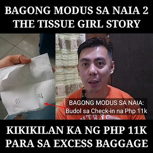 BAGONG MODUS SA #NAIA #TERMINAL2: #TheTissue Girl Story | Sa #ExcessBaggage Counter naman ngayon Tinangkang hingan ng Php 11k sa #BaggageCounter ang isang #PinoyOFW papuntang #Thailand Ayon sa Pinay #OFW, hindi siya ti igilan ng staff ng nasa Baggage counter na hingan ng 11k hanggang sa lumapag siya sa airport. Ang masaklap, kasabwat pa ang guard Flag carrier Philippine Airlines has placed on a preventive suspension a member of its ground crew assigned at their check-in counter for she allegedly
