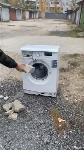 What happens if you put a brick in a running washing machine?