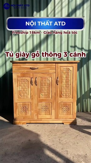 Tủ giày gỗ thông họa tiết hoa nhí nổi #xuhuong #tugiay #kegiay