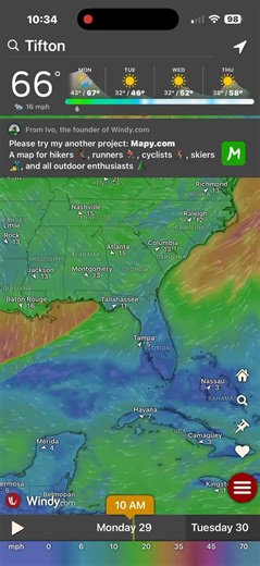 We are not a professional meteorologist. We use the windy weather app . You can download it yourself tap to play this gives you an idea of what to expect this has audio. Thank you for watching. | FUN Channel America