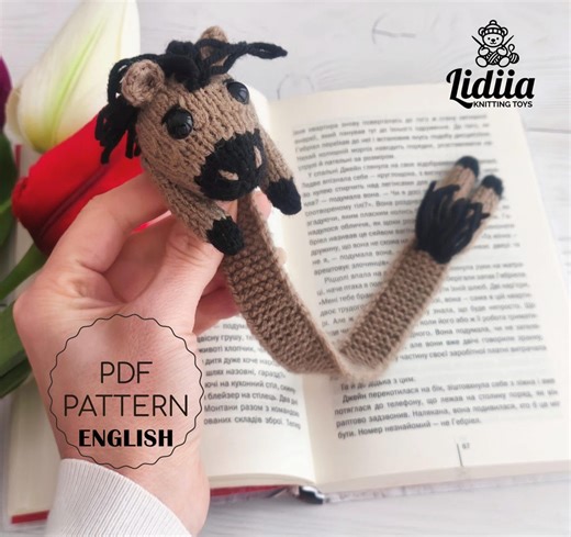 Bookmark Knitting Pattern Horse PDF English, Knit Horse Bookmark Pattern, Animal Book Lover Gift, Horse Knitting Pattern - Etsy