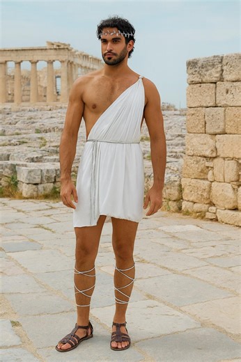 Men’s Greek God Toga. Open Breast Gold Halloween Costume Ancient Roman Cosplay - Etsy