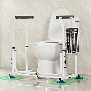 GreenChief Toilet Safety Frame 350lbs, Stand Alone Toilet Rails, Adjustable Handrails Fit Most Toilets, Medical Toilet Seat Frame for Elderly Handicap Disabled, 4 Large Suction Cups