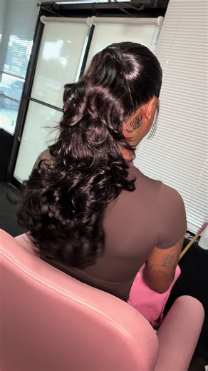 360 frontal unit styled into a layered ponytail with side bang 💘 #fyp #wig #wiginstallation #selfcareroutine #viral