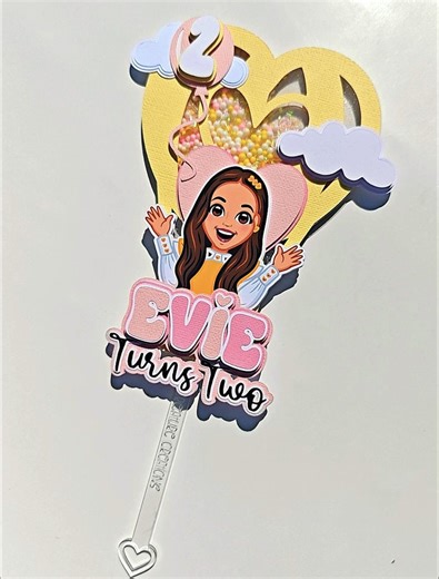 Miss Moni Inspired Cake Topper With Shaker Balloon | Custom Name & Age Birthday Topper | Extra 3D Pastel Rainbow Party Decoration - Etsy