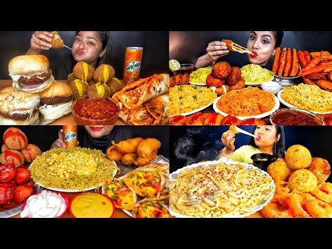 ASMR EATING SPICY CHICKEN SHAWARMA MOZZARELLA CHEESE BALLS NOODLES EATING VIDEOS EATING SHOW