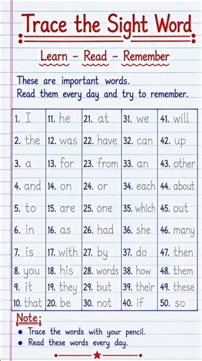 Trace the Sight Word | Easy English Reading Practice