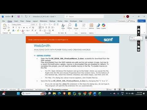 Shelly Cashman Excel 2019 | Module 10: SAM Project 1b WebSmith #shellycashman