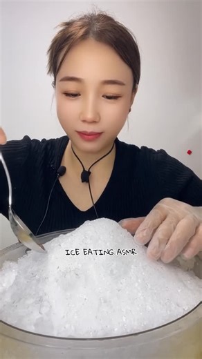 ICE EATING ASMR ❄️🤍 on Instagram: "The rhythmic crunch and crackle of fridge ice eating ASMR make the ice mukbang an immensely appetizing experience."