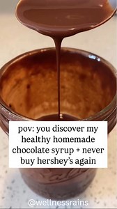 HOMEMADE CHOCOLATE SYRUP ✨ full recipe below, but COMMENT “CHOCOLATE” i’ll send it straight to your inbox 🙌🏻 skip the high fructose corn syrup, potassium sorbate, mono- and diglycerides, polysorbate 60 other additives in hershey’s and make your own chocolate syrup with 5 simple ingredients you likely already have on hand! YOU NEED (use organic ingredients when possible) * 1/3 c hot water, filtered * 1/2 c unsweetened cocoa powder * 1/3 c maple syrup * 1/2 tsp vanilla * 3 dashes of sea salt WHA