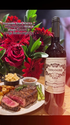 Terranoble Gran Reserva 🍷 ជម្រើសល្អសម្រាប់ Steak & Dinner ពិសេសៗ ✨ សាកម្តង នឹងចង់សាកម្ដងទៀត 😋 #PremiumWine #FoodPairing