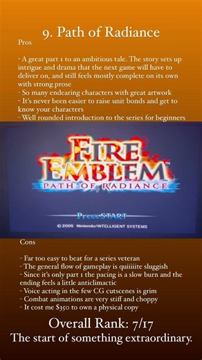 Pros and Cons of Every FE - Path of Radiance (Gamecube)