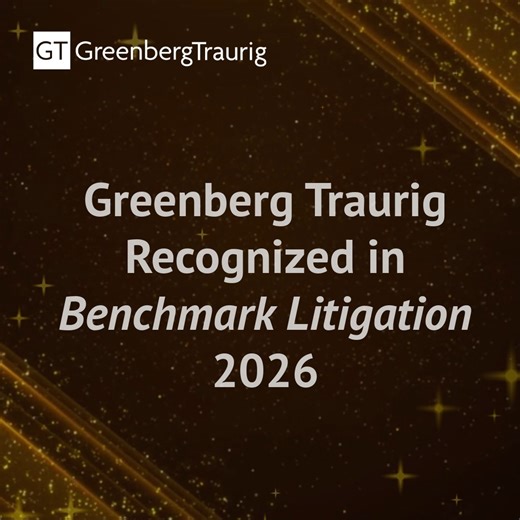 🌟 Big news! Benchmark Litigation United States recognized 30 Greenberg Traurig attorneys as Litigation Stars, and 11 attorneys as Future Stars, in its 2026 edition. The firm also was ranked in the areas of Intellectual Property and Product Liability & Recall. Read the firm's press release here: https://www.gtlaw.com/en/news/2025/10/press-releases/greenberg-traurig-attorneys-practices-recognized-in-2026-edition-of-benchmark-litigation-united-states. Benchmark Litigation is a guide to the world’s