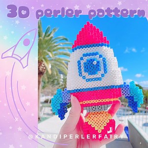 Instant Download!! 3D Perler Beads Pattern to Build This CUTE Rocket Ship, Space Rocket - 3dperler Pattern Only. - Etsy