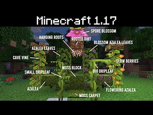 Minecraft 1.17 - New Lush Cave Blocks - Azalea, Moss, Roots, Spore Blossom, Glow Berries, Dripleaf