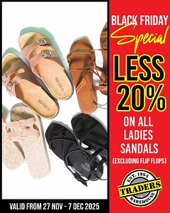 Good time to stock up on Summer Sandals. SALE extended to 7 Dec. 2025 | Traders Warehouse