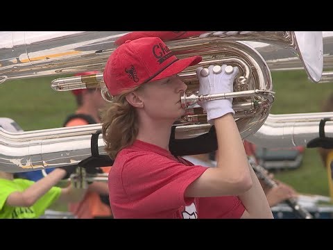 Students with the West Shore Marching Band report for band camp ahead of the 2025 season