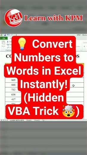 💡 Convert Numbers to Words in Excel Instantly! (Hidden VBA Trick 🤯) #excel #excelvba #shorts #viral