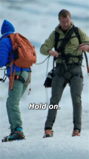 elizabeth banks tackles a deep glacier crevasse 👀 #beargryllsisrunningwild