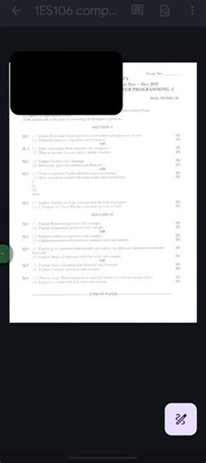 GANAPAT UNIVERSITY DE SEM-1 CE COMPUTER PROGRAMMING-1 QUESTION PAPER 2019
