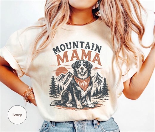 Mountain Mama Dog Shirt | Bernese Mountain Dog Graphic Tee | Outdoor Lover Gift | Retro Hiking Design Nature Mom Apparel - Etsy