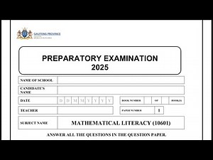 Mathematical literacy Grade 12. 2025 Gauteng Preparatory Exam paper 1. Taxation, Exchange rate, VAT