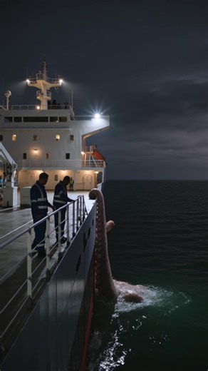 Giant Octopus Encounter: A Nighttime Ship Surprise