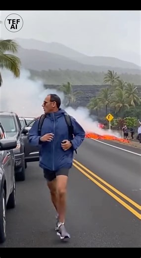 Lava Flows Onto Busy Roadway in Hawaii, Forcing Drivers to Abandon Cars and Run for Safety Video recorded in Hawaii shows a dramatic and dangerous scene as molten lava pours onto a busy roadway, cutting off traffic and sending drivers fleeing on foot. The footage captures glowing lava advancing across the pavement while thick smoke and heat rise into the air, making the area unsafe within moments. Motorists can be seen exiting their vehicles and running to higher ground as the lava flow spreads,