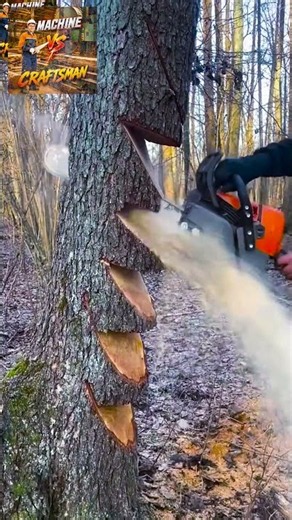 ⛏️ Tall Tree Cutting — Handheld Chainsaw Safe Techniques for Everyone #wood #gardenideastips