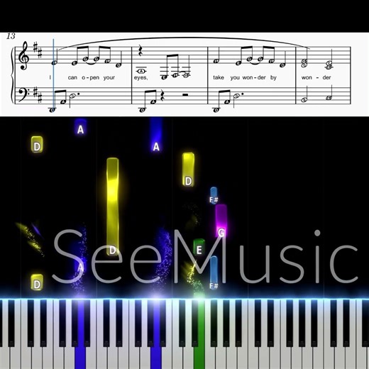 A Whole New World Piano Sheet Music v5 SHORT