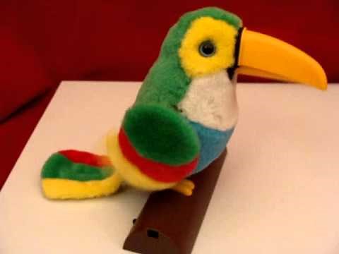 Talking Toucan Bird Repeats What Say Flaps His Wings & Mouth Moves w/record