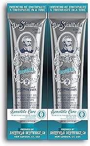Dr. Sheffield’s Certified Natural Toothpaste (Sensitive) - Fluoride Free Toothpaste/SLS Free, Antiplaque & Whitening (2 Pack)