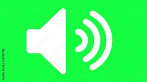 Icon of Sound on a Green Screen (Chroma Key) Background. Isolated Symbol of Audio Technology, Music, and Sound. 4k Vector Animation of Speaker Volume Logo.