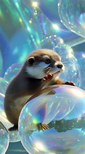 CUTE OTTER FLOATS IN NEON WORLD!! #NEONOTTER #cuteanimals #dreamyworld