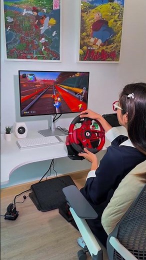 The Mario Kart Racing Wheel Pro is game-changer! #MarioKart #Nintendo #GamingSetup #firsthep #HORI