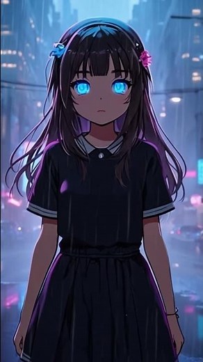 🌧️ Glowing Eyes Anime Girl – 4K Live Wallpaper (Rain Loop)